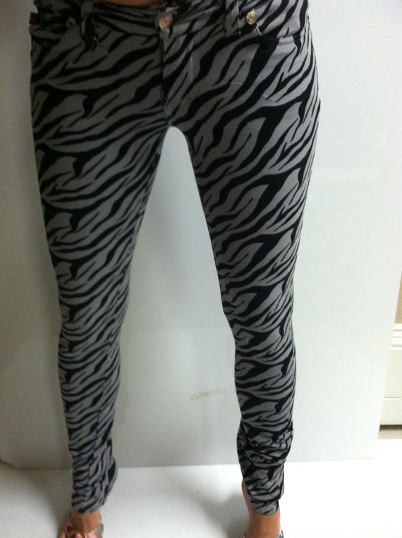 80S zebra print skinny jeans amazing pants STEAMPUNCK