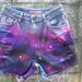 HIGH WAISTED jeans short waist 27 " with Galaxy painted