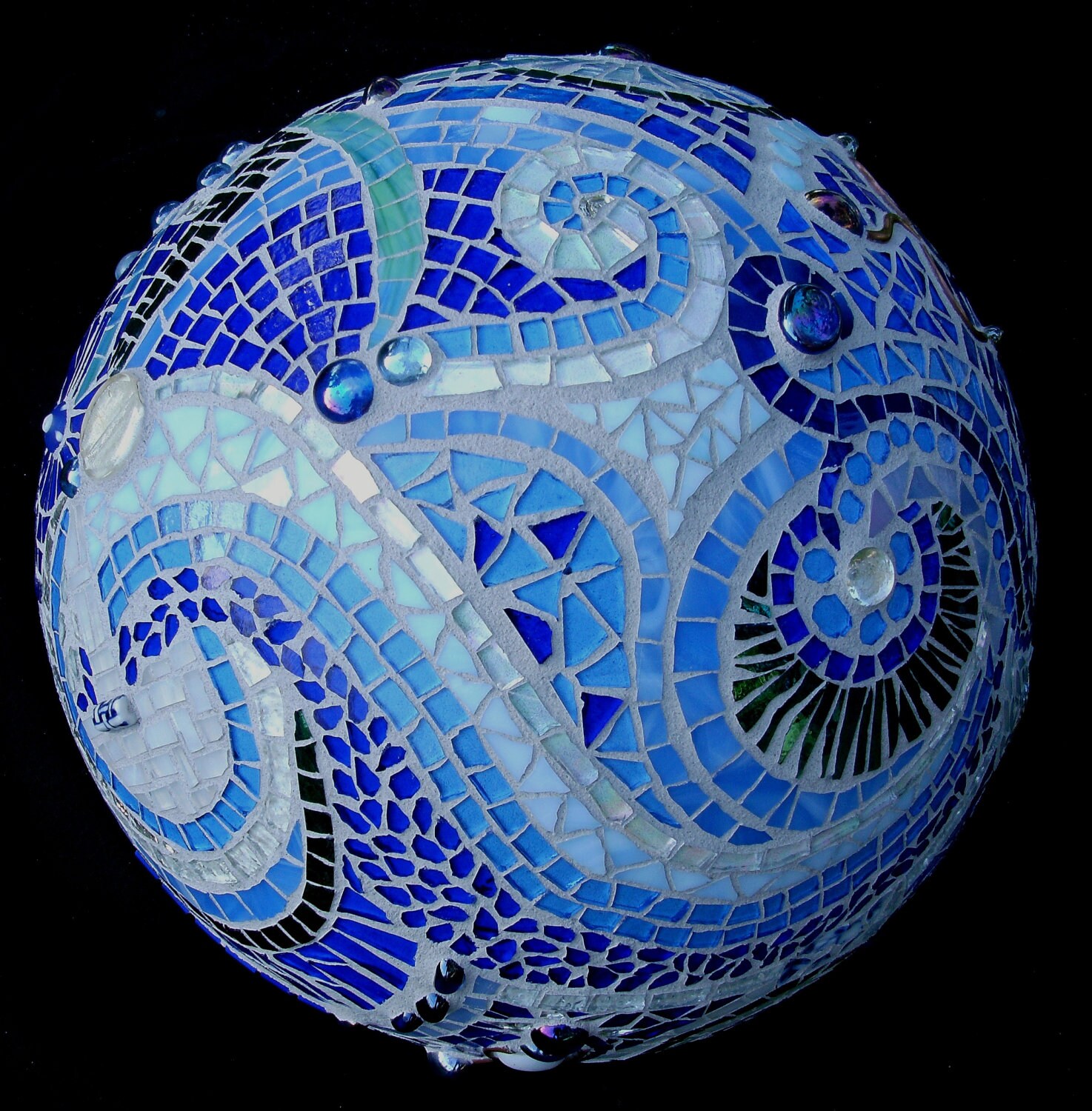 Mosaic Orb Blue Garden Sphere Glass Terracotta Gazing Ball