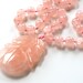RESERVED FOR IVY Rose Quartz Necklace Carved Lotus Flower Beaded Hand Knotted Vintage Jewelry