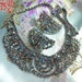 Vintage 1950s / 1960s Rhinestone Necklace Earrings Set Sky Blue Aurora Borealis Demi Parure Swag Art Deco Influence