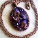 unique mixed media purple & copper shell collage pendant - necklace