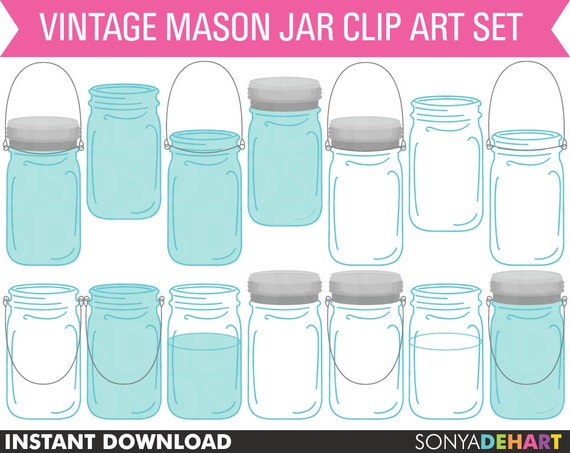 80% OFF Sale Mason Jar Clipart, Mason Jar Clip Art, Wedding Clipart, Clipart Mason Jars, Mason Jars Graphic, Clipart, Mason Jars Il_570xn
