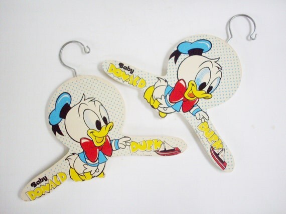 Vintage Wooden Hangers Set of 2 Donald Duck Disney by NanNasThings