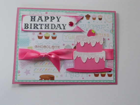 Items similar to Happy Birthday Cake Card on Etsy