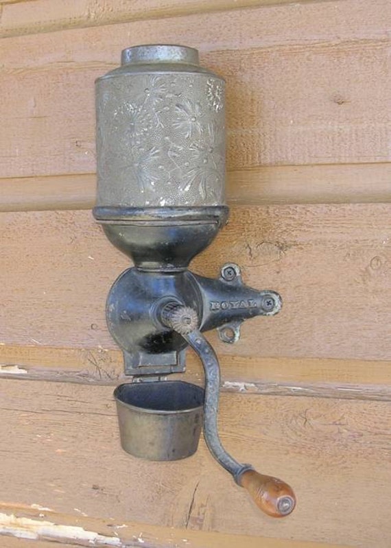 Items similar to Antique Royal Coffee Grinder Mill with Embossed Tin
