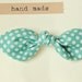 RESERVED FOR KELSEY Knotted Twist Headband-Mint Green with cream Polka dot Knot Bow on a skinny cream elastic headband
