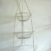 Vintage Metal Wire Hanging Basket /White Enamel Coated 3 Tier Metal Wire Hanging Baskets