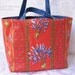 Handmade Market Bag with Lavender Flower Bouquets, Shopping Tote, Purse, Diaper Bag, Craft Bag in Red & Blue Provencal Cotton Fabric