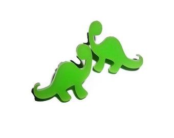 Dinosaur Stud Earrings, Kawaii Green Tiny Laser Cut Studs