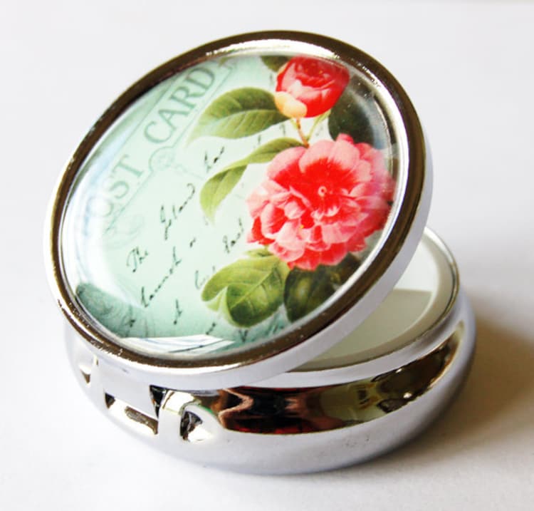 Flower Pill Box Pill Case Pill Container Floral by