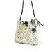 SALE. White Crochet Bag- Black leather handle- Unique model- Floral pattern handbag- White tote bag- Autumn handbag