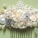 Bridal Hair Comb or Clip in Ivory with Rhinestone, Pearls, Crystal- Vintage Hair Piece- Wedding Hair Accessories- Fascinator