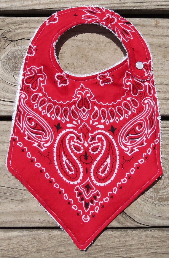 Items similar to Western Red Bandana Baby Bib on Etsy