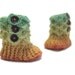 Crochet Crocodile 0-6 Month Baby Girl Slipper Booties in Rainbow Colors, Ready To Ship