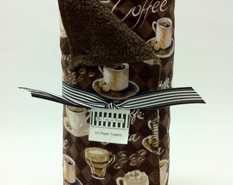 Unpaper towels, reusable paper towels, cloth paper towels, snapping paper towels - Coffee