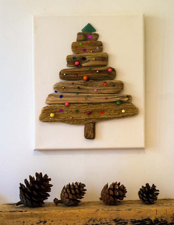 Driftwood Christmas Tree on canvas Christmas Decoration