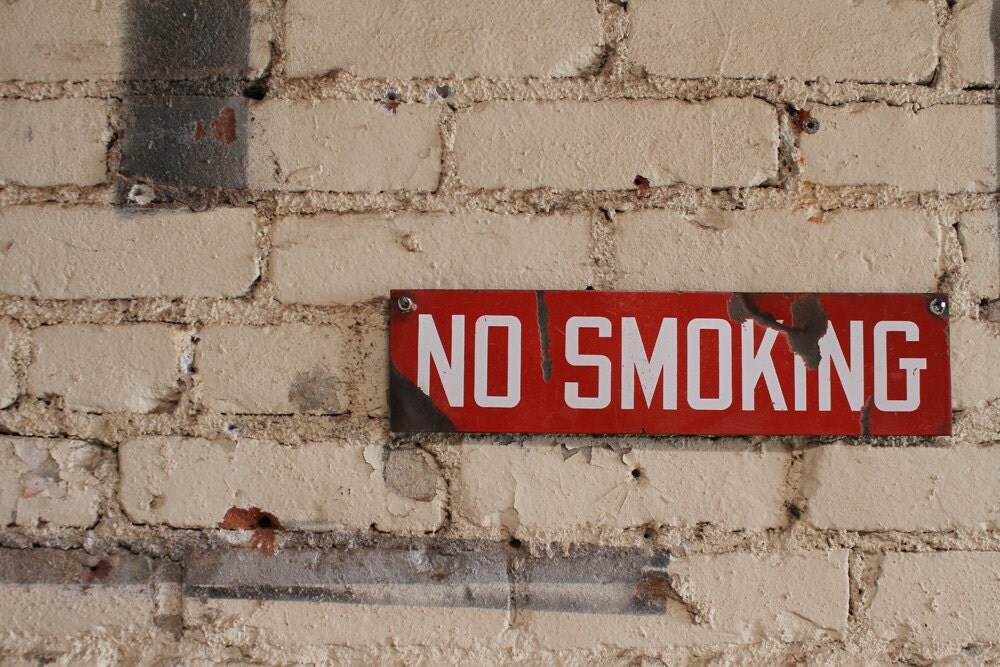 Vintage Porcelain No Smoking Sign