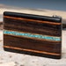 Exotic Wood & Turquoise Inlaid Belt Buckle - Handmade