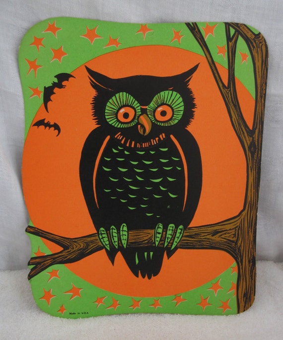 Vintage Beistle Halloween Owl in Tree