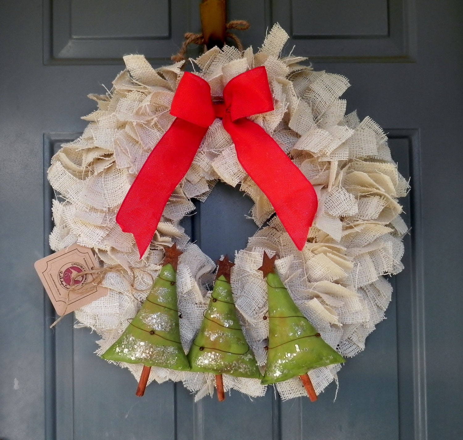 Burlap Christmas Tree Wreath 