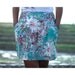 Turquoise Floral Mini Shirred Skirt with 2 side pockets