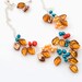 Turquoise Orange Beaded Necklace, Leaf Necklace, Nature Inspired Jewelry, Fall Fashion