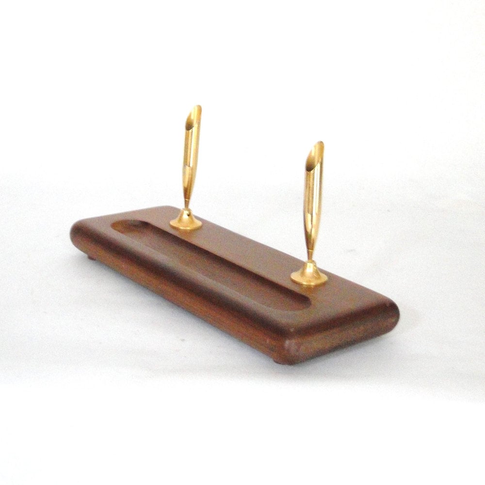 Vintage Pen Holder Luxury Pen Organizer Tray Teak Mid Century