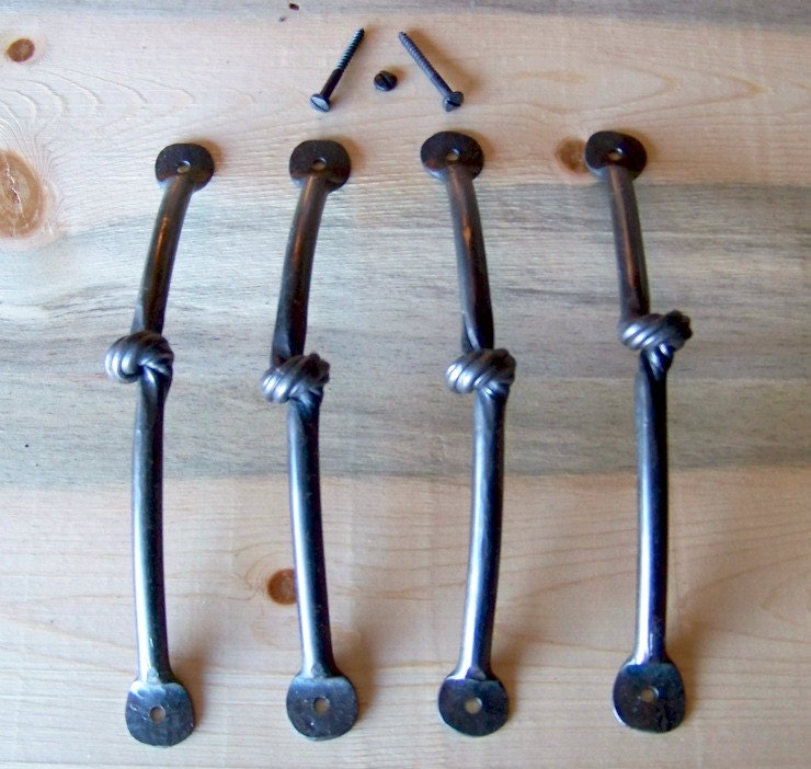 wrought iron knot drawer pull / cabinet handle set of four