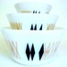 WINTER SALE -- Mid-Century "Black Diamond" Federal Glass Bowls, Black & Gold Argyle Milk Glass