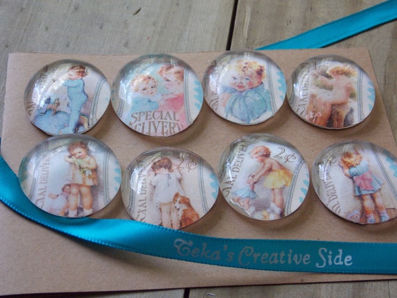 Vintage baby style magnets for baby showers or party favors Il_570xn