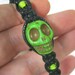 Neon Green Howlite Skull Macrame Bracelet, Adjustable