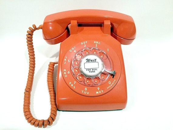 Orange Rotary Phone Working Telephone by TheRotaryShoppe on Etsy