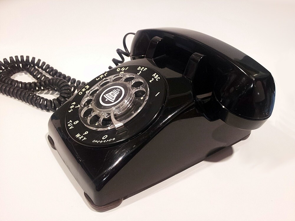 WORKING Black Rotary Phone Telephone 1963
