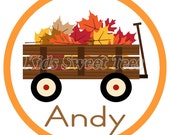 wagon full of leaves - personalized - digital image - Halloween - Fall - Autumn Il_170x135