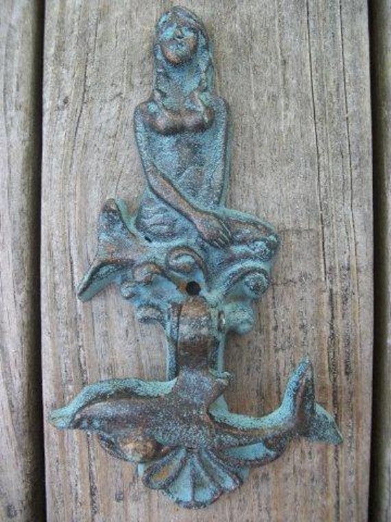 Cast Iron Mermaid Door Knocker by RoadsideTrunkShow on Etsy