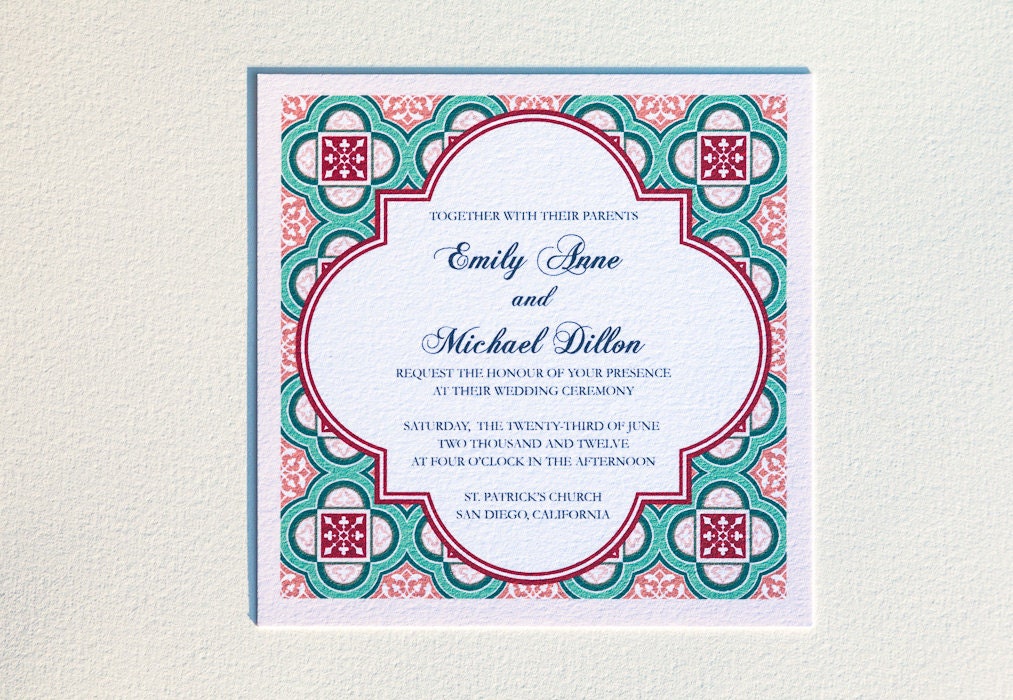 Spanish Square Tiles Wedding Invitation Suite