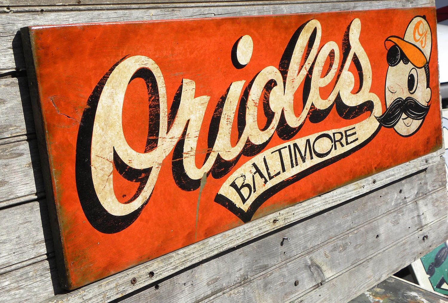 Baltimore Orioles baseball Sign original hand painted Natty