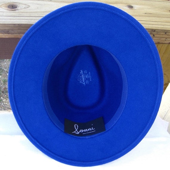 Vintage Royal Blue Fedora Style Wool Felt Hat