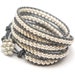 Swarovski vintage style grey leather wrap bracelet - Wedding - Bridal jewelry - Bridesmaids gift - Black Tie Event