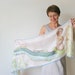 Long silk scarf hand painted Mermaid Spring fashion Pastel green flowers