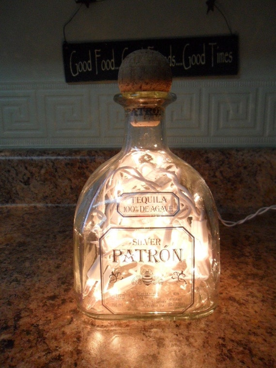 Patron Tequila Lighted Bottle by BottleCrafters on Etsy