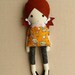 Fabric Doll Rag Doll Girl with Cat Dress