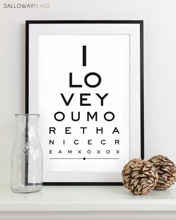 Wall Art Print Eye Chart love quote art typography poster Eye Chart Quote Artwork