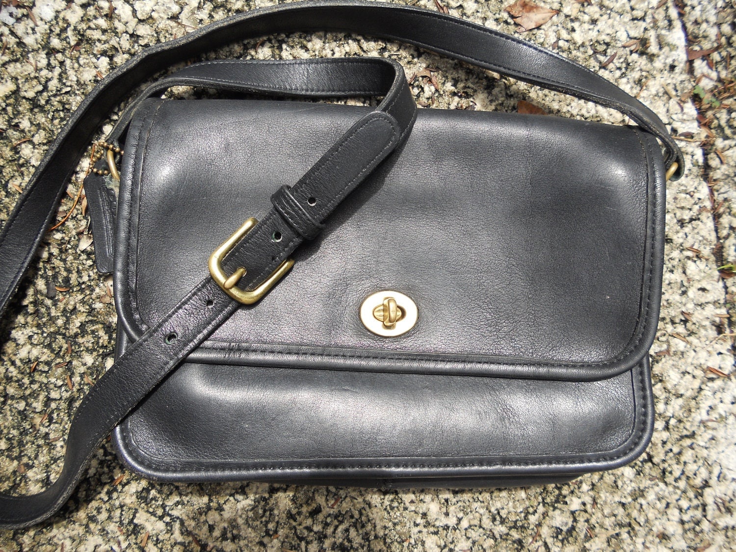 Vintage Black Leather COACH Handbag Purse