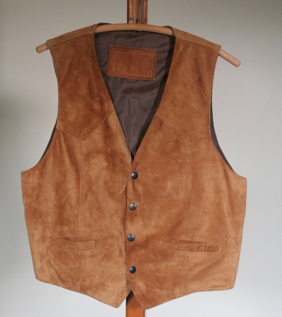 vintage men's western brown suede vest size 40