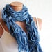 Blue White Yarn Scarf, Hand made unique womens scarves... Woman Style Store Experience with the difference