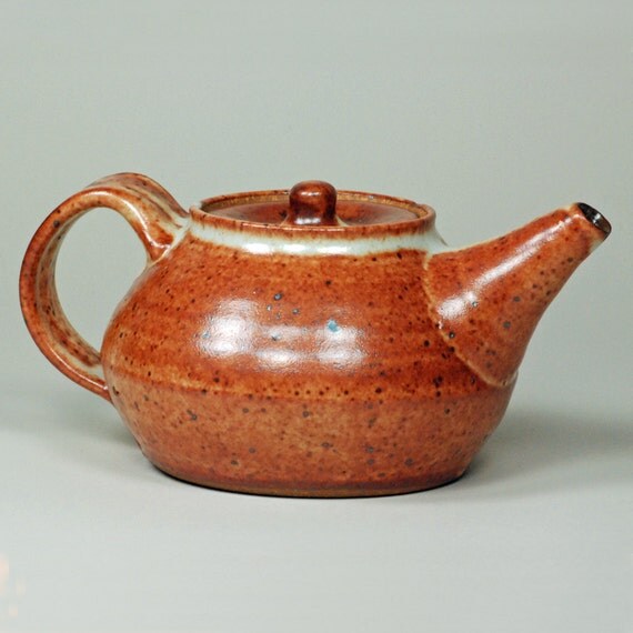 Shino glaze teapot by guillermocuellar on Etsy