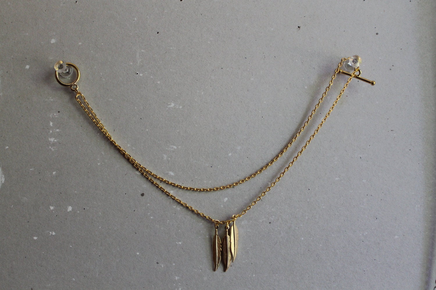 Gold Anklet with gold feather accents