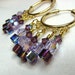 Gold hoop earrings Purple lavender Swarovski crystal earrings Pierced dangle earrings Beaded earrings Bohemian gypsy beaded jewelry